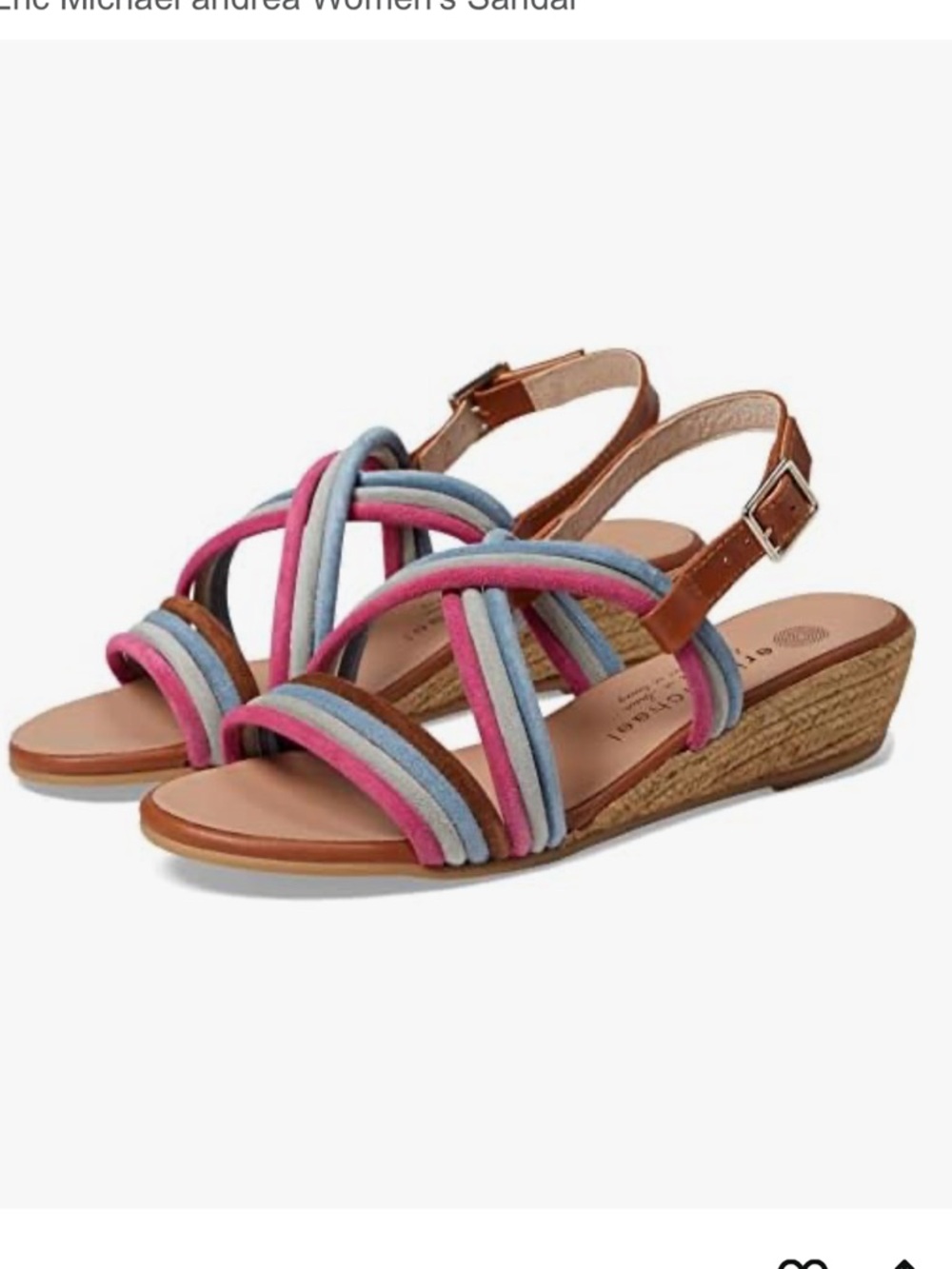 Eric Michael Andrea Strappy Wedge Sandal - Pink‎ multi NEW